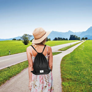 Drawstring Backpack String Bag Foldable Sports Sack with Zipper Pocket