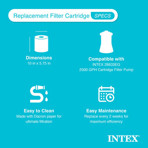 Intex Pool Easy Set Type B Replacement Filter Pump Cartridge (12 Pack)