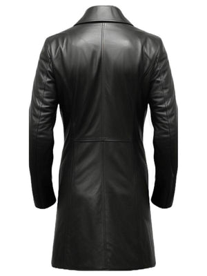 Men’s Black Long Leather Coat