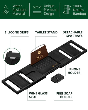 Bathtub Caddy Tray, Black