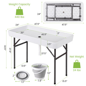 4 Feet Plastic Party Ice Folding Table with Matching Skirt