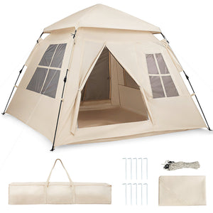 4 Person Camping Tent Portable Automatic Easy Setup with Rainfly and 2 Doors