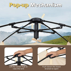 4 Person Camping Tent Portable Automatic Easy Setup with Rainfly and 2 Doors