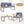 4 Piece Patio Acacia Wood Conversation Set with Soft Seat-Navy
