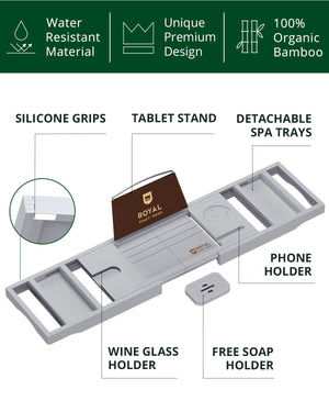 Bathtub Caddy Tray, Gray