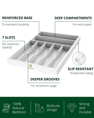 Basic Silverware Drawer Organizer, White