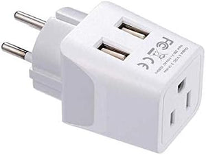 Israel, Palestine Adapter Plug Combo- Type H, C | Dual USB - Israeli Combo (CTU-9C-14)