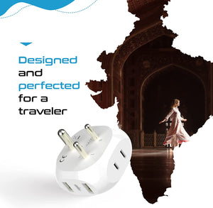 India, Pakistan Plug Adapter - Type D - 5 in 1 - Ultra Compact (PTU-10) - TRAPSKI