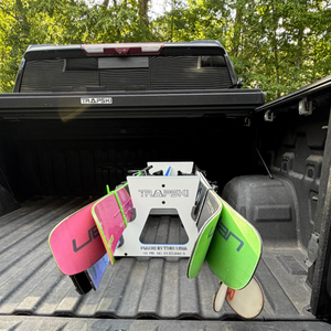 PRE-ORDER Special Edition White/Blue: TRAPSKI All Mountain/Race/XC Ski and Standard Stance Snowboard Rack