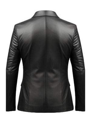 Men Black Leather Blazer