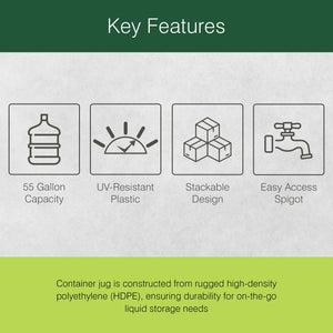 WaterPrepared 55 Gal Stackable Design Utility Water Tank with Large Cap, Blue