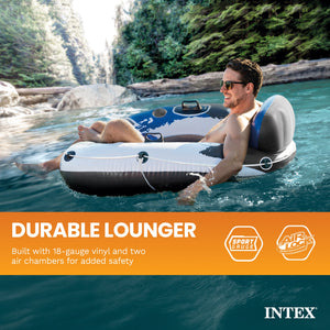 Intex River Run 1 Person Inflatable Tube Raft Float for Lake, Pool, and River