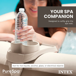 Intex PureSpa Attachable Cup Holder for Spa Walls, Pool & Hot Tub Accessory, Tan