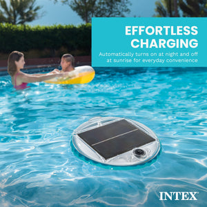 Intex 28690E Solar Powered LED Floating Pool Night Light, Auto On Color Changing