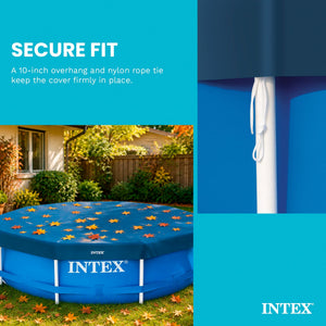 Intex 10 Foot Round Easy Set Outdoor Backyard Swimming Pool Cover, Blue