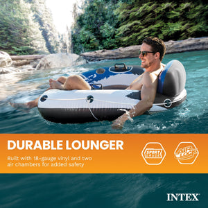 Intex River Run 1 Person Inflatable Tube Raft Float for Lake, Pool, and River