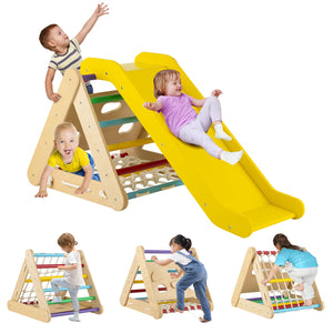 4 in 1 Triangle Climber Toy with Sliding Board and Climbing Net