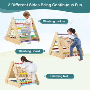 4 in 1 Triangle Climber Toy with Sliding Board and Climbing Net