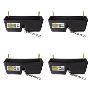 Little Giant 9 Quart Heavy Duty Feed Trough Bucket Fence Feeder, Black (4 Pack)