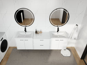 72" Bathroom Vanity With Resin Sink, Soft Close Doors, and 1-Side Cabinet