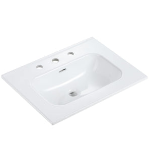 Glossy White Ceramic Integrated Sink