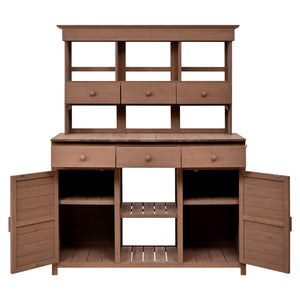 Topmax 65.7'' Tall Garden Potting Bench Table with Hutch