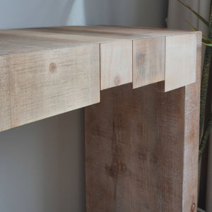 Modern Rustic Console Table - 71" Entryway Table with Sculpted Block Design
