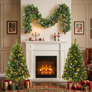 Pre-Lit Xmas Tree Artificial Christmas 3-Piece Set
