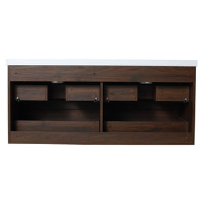 Modern Floating Bathroom Vanity With Dual Resin Sink, Soft Close Drawers