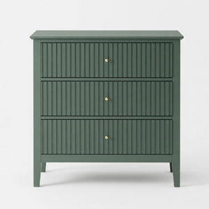 Fluted 3 Drawer Nightstand With Soft Close Slides