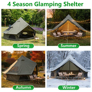 Oxford Bell Tent 13.1FT with Stove Jack for Family Camping