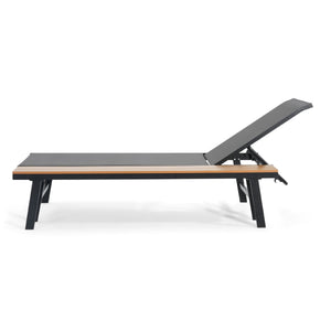 Waterloo Chaise Lounge with Attached Wood Side Table, Set of 2