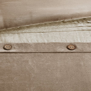 7 Piece Faux Suede Comforter Set Tan Queen