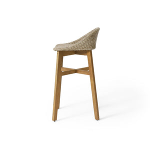 Beeson Outdoor Wicker and Acacia Wood Barstools Set, Water Resistant - Brown