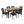 7 Piece Outdoor Dining Set with Table and 6 Chairs - Brown Multi