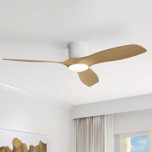 Flush Mount Ceiling Fan With Dimmable LED Light, 3 Blades, Reversible DC Motor