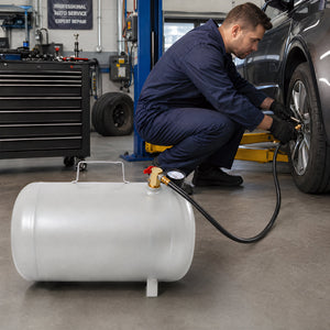 Portable 5 Gallon Aluminum Air Tank with Pressure Gauge and Hose
