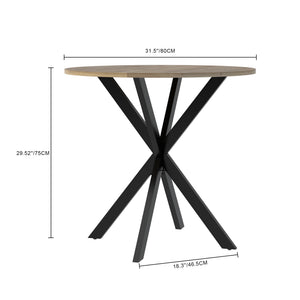 Round Dining Table For 2 - 4 People, Compact Kitchen Or Dining Room - Rustic Brown