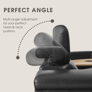 5-Seater Air Leather L-Shaped Powered Recliner Sofa Set with Motorized Lift Cabinet