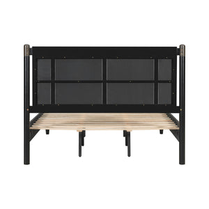 Solid Wood Queen Bed, Heavy Duty 500 lbs Support, No Box Spring Needed