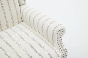 Modern Accent Chair with Retro Wood Legs and Floral Design