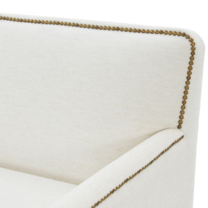 Tolland - Swivel Accent Chair With Antique Brass Nailhead Trim - Cream