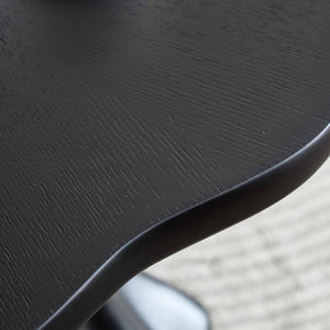Sculptural Round Dining Table Petal Shape Root Texture For Dining Room - Black