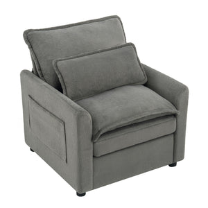 Modern Single Seat Accent Chair With Side Storage Pockets