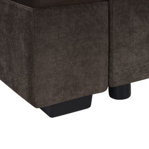 Modern L Shaped Sectional Sofa With Upholstery And Wooden Storage