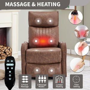Brown Heat Massage Manual Recliner Chair