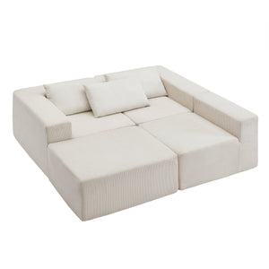 107" Compressed Sectional Sofa (Beige)