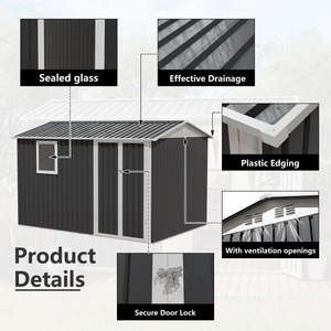 9 x 6 FT Metal Garden Shed for Patio and Backyard Storage
