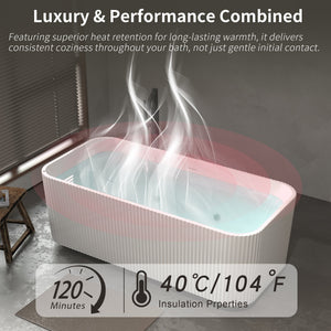 67" Rectangle Linear Acrylic Massage Whirlpool Freestanding Bathtub
