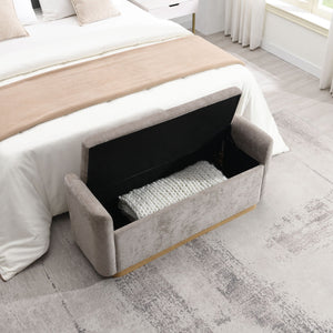 Upholstered Storage Bench With Safety Hinge